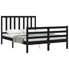 Vidaxl Posteljni okvir z vzglavjem črn 4FT6 trden les