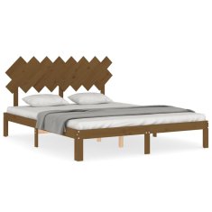 Vidaxl Posteljni okvir z vzglavjem medeno rjav 160x200 cm trden les