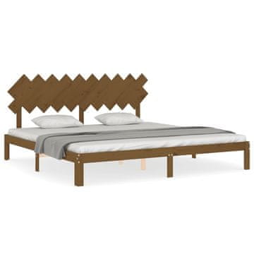 Vidaxl Posteljni okvir z vzglavjem medeno rjav 200x200 cm trden les