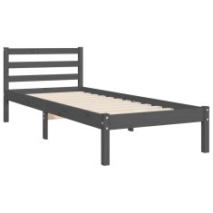 Vidaxl Posteljni okvir z vzglavjem siv 100x200 cm trden les