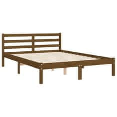 Vidaxl Posteljni okvir z vzglavjem medeno rjav 140x200 cm trden les