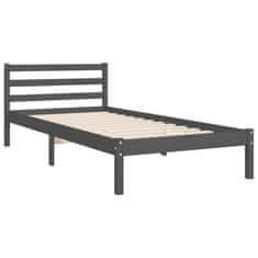 Vidaxl Posteljni okvir z vzglavjem siv 100x200 cm trden les