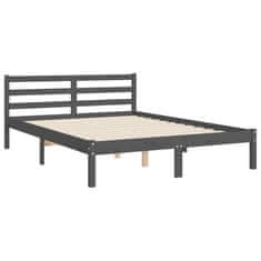 Vidaxl Posteljni okvir z vzglavjem siv 140x200 cm trden les