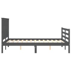 Vidaxl Posteljni okvir z vzglavjem siv 140x190 cm trden les