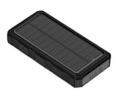 PMPB20SP solarni power bank, 20.000mAh, solarno polnjenje, USB / Type-C / microUSB, LED svetilka, črn