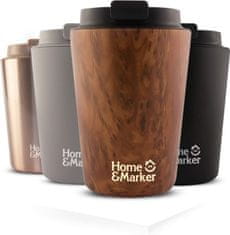 HOME & MARKER® Termo lonček za kavo iz nerjavečega jekla 350 ml, Imitacija Lesa | KOFIMUG 