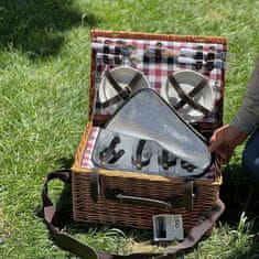 Cilio Piknik košara Varese set 4 krožniki+pribor 46x30xh18cm / za 4 osebe / les, tekstil