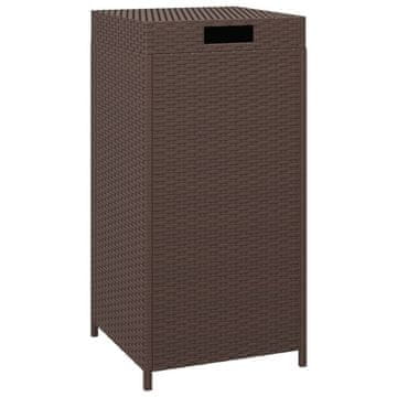 Vidaxl Koš za smeti rjav 40x40x80 cm poli ratan