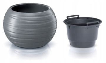 shumee Okrogel siv cvetlični lonec Maze z vstavkom 43,6 cm