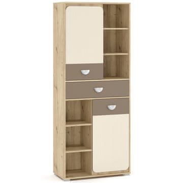 nabbi Loros PB-2D1DRW 80 polica - hrast artisan / latte / šampanjec