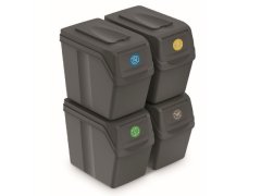 Prosperplast Komplet 4 zabojnikov za odpadke SORTIBOX I, siv kamen, prostornina 4x20L