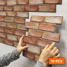 3D samolepilne stenske nalepke z izgledom opek, vodoodporne stenske tapete, enostavna namestitev in odstranitev, za dnevne sobe, kuhinje, spalnice, 10 kosov, 30x 30 cm – Wallsticker