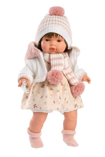 Llorens 38568 LOLA - realistična lutka z zvoki in mehkim tekstilnim telesom - 38 cm