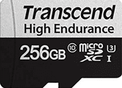 Transcend Endurance microSDXC kartica, 256 GB, 95/45 MB/s, C10, U3, adapter (TS256GUSD350V)
