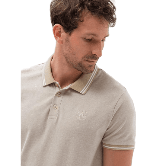 OMBRE Moška polo majica s kontrastnim ovratnikom V4 S1618 kremna MDN122209
