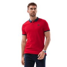OMBRE Moška polo majica s kontrastnimi elementi V4 S1634 rdeča MDN122213 XL