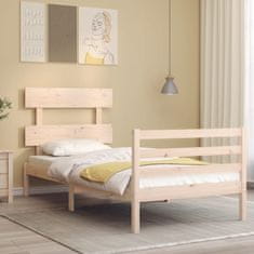 Vidaxl Posteljni okvir z vzglavjem 100x200 cm trden les