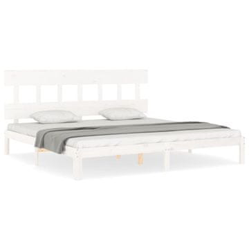 Vidaxl Posteljni okvir brez vzmetnice bel 200x200 cm trdna borovina