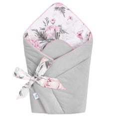 Inny Pepi stožec - praktičen ovitek Pink Flowers z žametno sivo barvo - RK-1-PF-VG