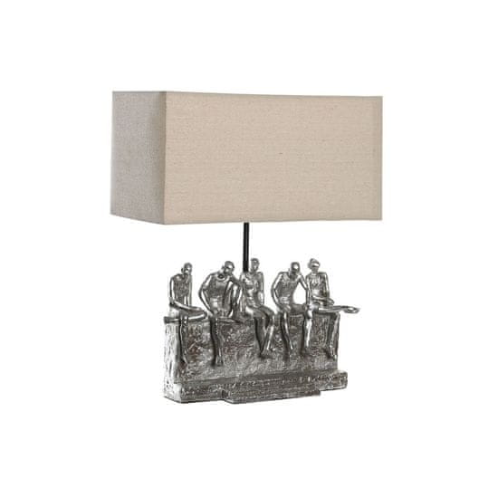 DKD Home Decor Namizna svetilka DKD Home Decor 36 x 21,5 x 43 cm srebrno bež kovinska smola 220 V 50 W