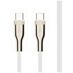 FIXED Dolg pleten kabel za polnjenje in prenos podatkov s priključki USB-C/USB-C in podporo PD, 2 m, USB 2.0, 100 W, bel (FIXDB-CC2-WH)
