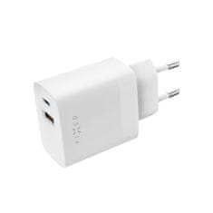 FIXED omrežni polnilnik z izhodom USB-C in USB, podpora za PD in QC 3.0, 20W, bel (FIXC20N-CU-WH)