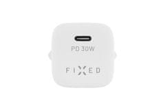 FIXED Omrežni polnilnik z USB-C izhodom in USB-C/Lightning kabel, PD podpora, 1m, MFI, 30W (FIXC30M-CL-WH), bel