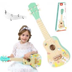 Tooky Toy Lesena kitara ukulele za otroke 3+