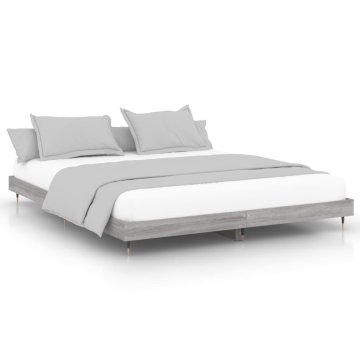 Vidaxl Posteljni okvir siva sonoma 200x200 cm inženirski les