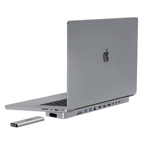 slomart Priključna postaja / vozlišče usb-c za macbook pro 16" invzi maghub 12w2 z žepom za ssd (siva)