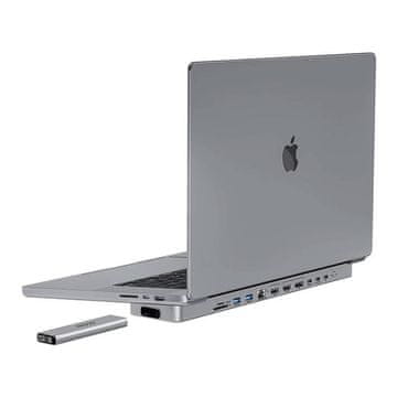 slomart Priključna postaja / vozlišče usb-c za macbook pro 13" / 14" invzi maghub 12w2 z žepom za ssd (siva)