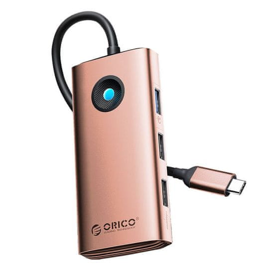 Orico Priključna postaja HUB 6v1 Orico USB-C, HDMI, 3xUSB (roza zlata)