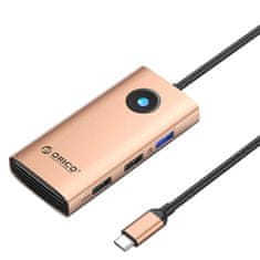 Orico Priključna postaja vozlišče 5v1 usb-c, hdmi, 2xusb (roza zlata)