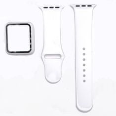 BStrap Silicone pašček + ovitek za Apple Watch 44mm, white