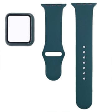 BStrap Silicone pašček + ovitek za Apple Watch 44mm, dark green