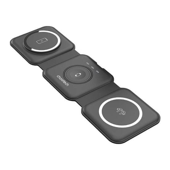 Choetech T588-F 3v1 magnetni indukcijski polnilec 15W (črn)