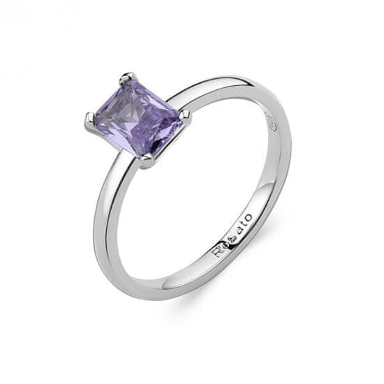 Rosato Minimalističen srebrn prstan z vijoličnim cirkonom Allegra RZAL061