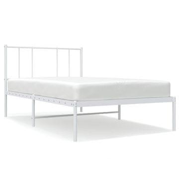 Vidaxl Kovinski posteljni okvir z vzglavjem bel 80x200 cm