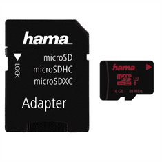 Hama microSDHC 16 GB UHS Hitrostni razred 3 UHS-I 80 MB/s + adapter