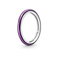 Pandora Minimalističen srebrn prstan z vijoličnim emajlom 199655C01 (Obseg 52 mm)