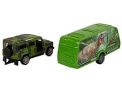 Lean-toys Jeep s prikolico za dinozavra