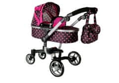 Lean-toys Otroški voziček za lutke 2v1 Alice, črno-roza