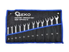 GEKO Garnitura ključev z ragljo 12 kosov 8 - 19 mm G10343