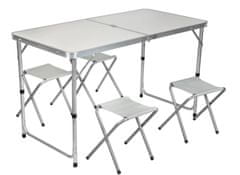 Trizand zložljiv komplet za kampiranje, nastavljiva miza, 4 x stol