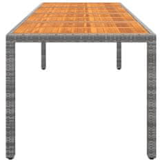 Greatstore Vrtna miza siva 250x100x75 cm poli ratan in trden akacijev les