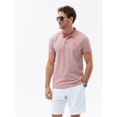 OMBRE Moška polo majica s kontrastnim ovratnikom V2 S1618 roza MDN122208 S