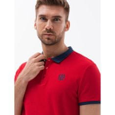 OMBRE Moška polo majica s kontrastnimi elementi V4 S1634 rdeča MDN122213 XL