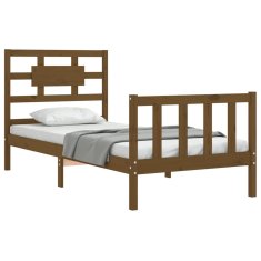 Vidaxl Posteljni okvir z vzglavjem medeno rjav 100x200 cm trden les