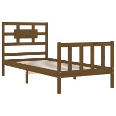 Vidaxl Posteljni okvir z vzglavjem medeno rjav 100x200 cm trden les