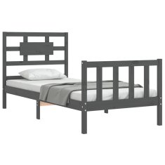 Vidaxl Posteljni okvir z vzglavjem siv 100x200 cm trden les